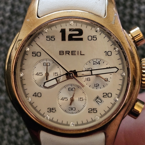 BREIL WOMAN'S VINTAGE MOTHER OF PEARL Dial Globe ROSEGOLD CHRONOGRAPH WRISTWATCH - Picture 8 of 9